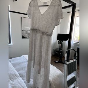 White polka dot midi dress